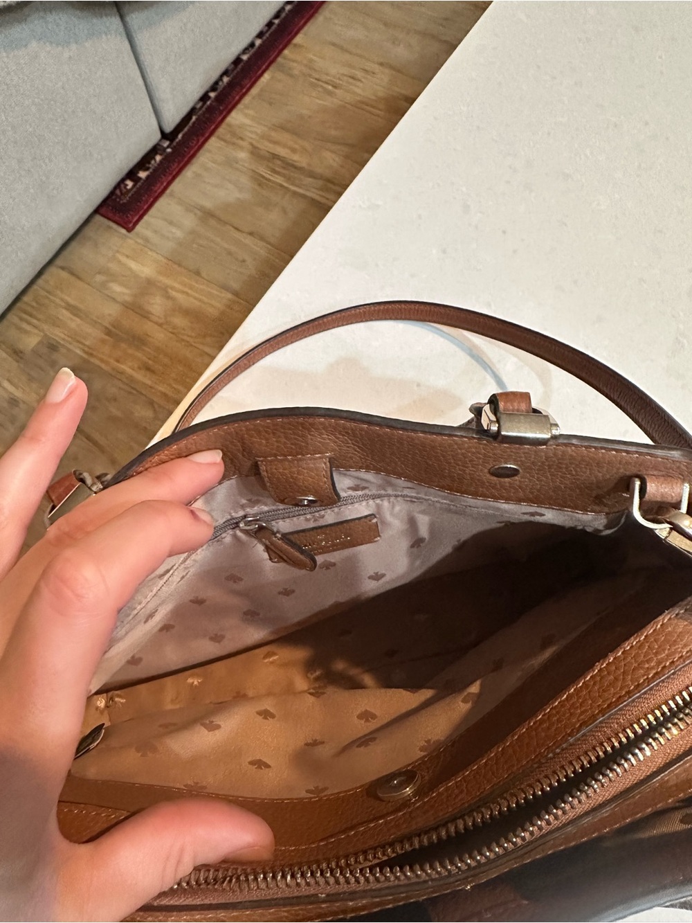 Kate Spade Leila Medium Triple Compartment Satchel crossbody Bag (Warm ginger) - Picture 4 of 9